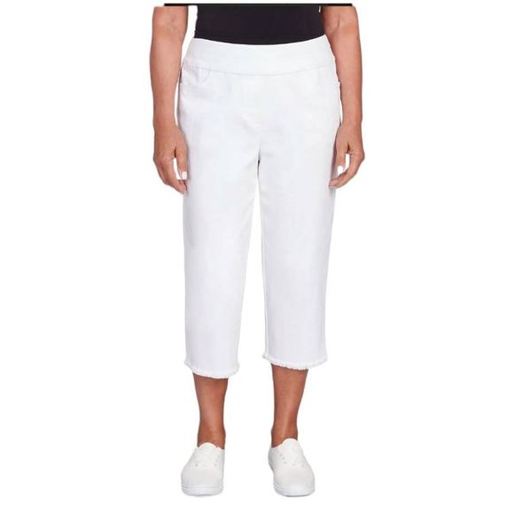 Alfred Dunner Pants - Alfred Dunner White Crop Pants Size 14 Pull On Stretch